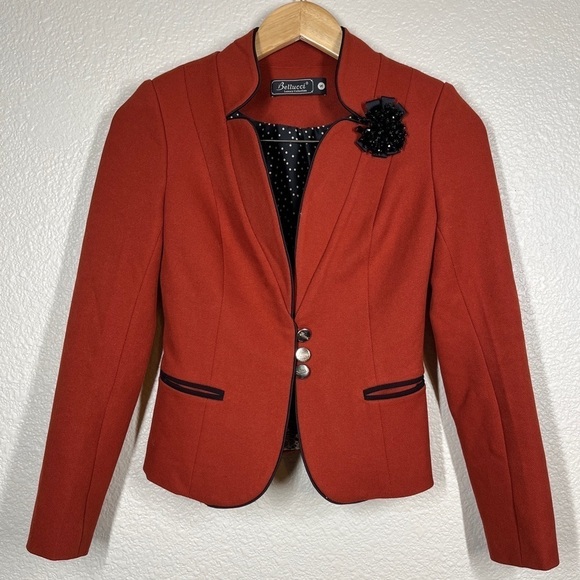 Bellucci Luxury Collection Blazer Vintage Beaded Orange Crop Long Sleeve Small - Picture 1 of 8
